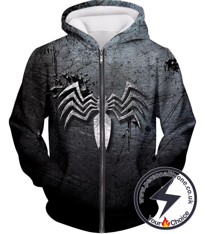 Awesome 3D Symbiotic Venom Logo Zip Up Hoodie